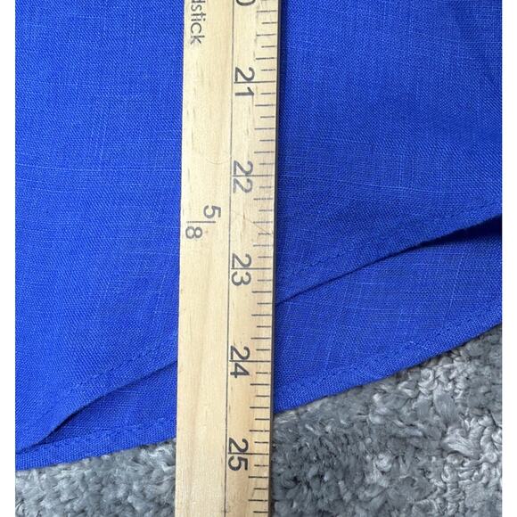 MASSIMO DUTTI Flowy 100% Linen Solid Blue Button Up Shirt Casual Formal Career M - Picture 5 of 7